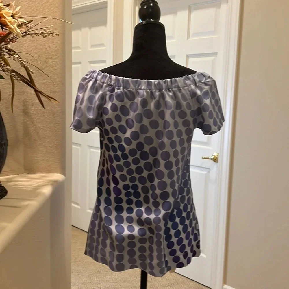 Banana Republic Polkadot Silk Peasant Blouse Petite XS